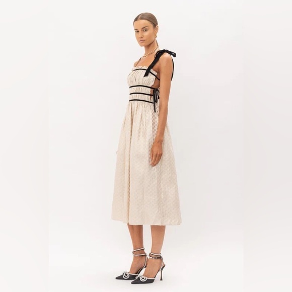 NWT Sofie the Label Claire Dress‎ Gold Jacquard Velvet Straps Size Small - Picture 5 of 15